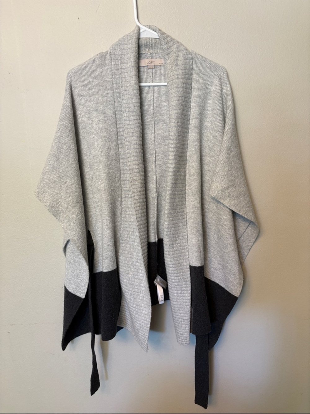 LOFT Gray Open-Front Wrap Cardigan